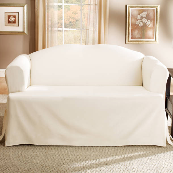 Sure Fit Cotton Duck 100 Cotton Box Cushion Loveseat Slipcover